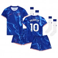 Camisa de Futebol Chelsea Mykhailo Mudryk #10 Equipamento Principal Infantil 2024-25 Manga Curta (+ Calças curtas)